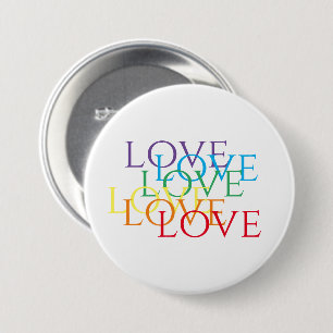 MACARON ROND 7,6 CM BOUTON À ÉPINGLE ARC-EN-CIEL AMOUR