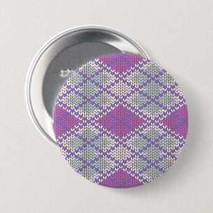 Macaron Rond 7,6 Cm Bouton à épingle rond en tricot argyle LILAC