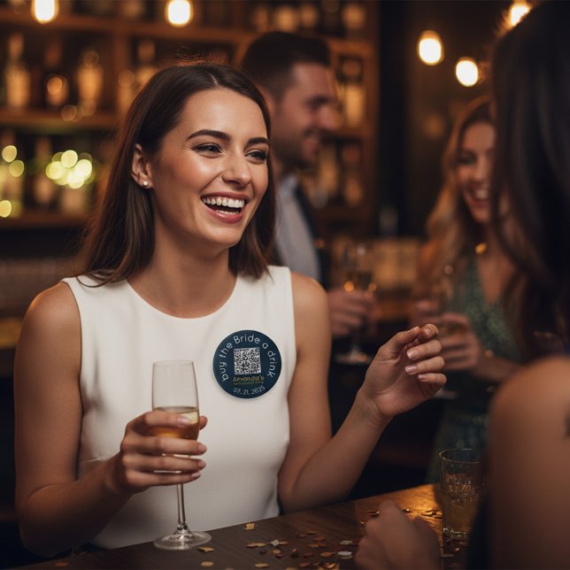 Macaron Rond 7,6 Cm Bouton Acheter l'Épouse à boire Code QR (Créateur téléchargé)