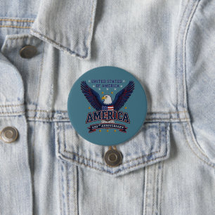 Macaron Rond 7,6 Cm Bouton aigle - 250e anniversaire patriotique des É