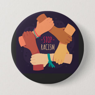 Macaron Rond 7,6 Cm Bouton Arrêter le racisme
