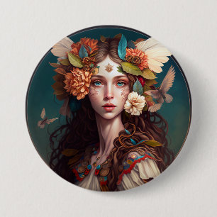 Macaron Rond 7,6 Cm Bouton Art Imaginaire Fairy Girl