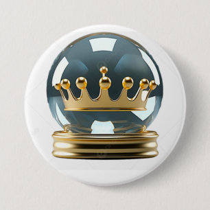 Macaron Rond 7,6 Cm Bouton artistique couronne dorée minimaliste
