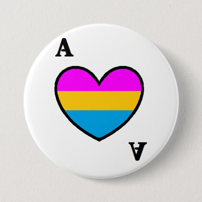Macaron Rond 7,6 Cm Bouton asexuel d'as de Panromantic (Devant)