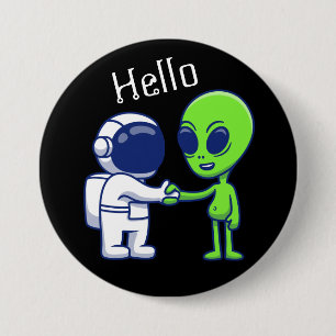 Macaron Rond 7,6 Cm Bouton Astronaute Rencontre Alien