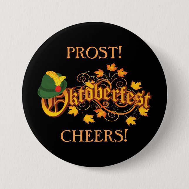 Macaron Rond 7,6 Cm Bouton Automne Oktoberfest (Devant)