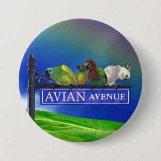 Macaron Rond 7,6 Cm Bouton aviaire de forum de perroquet d'avenue
