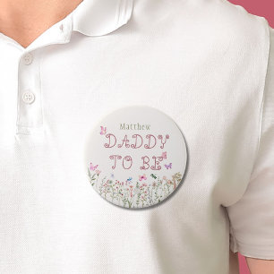 Macaron Rond 7,6 Cm Bouton Baby shower fille Fleur sauvage papa