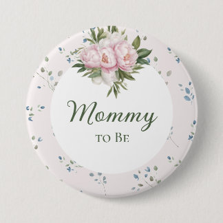Macaron Rond 7,6 Cm Bouton Baby shower Peonies