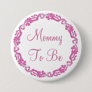 Macaron Rond 7,6 Cm Bouton Baby shower rose pour maman