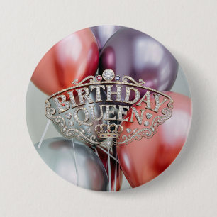 Macaron Rond 7,6 Cm Bouton Ballons Reine Anniversaire
