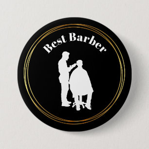 Macaron Rond 7,6 Cm Bouton Barber avec Silhouette Barber