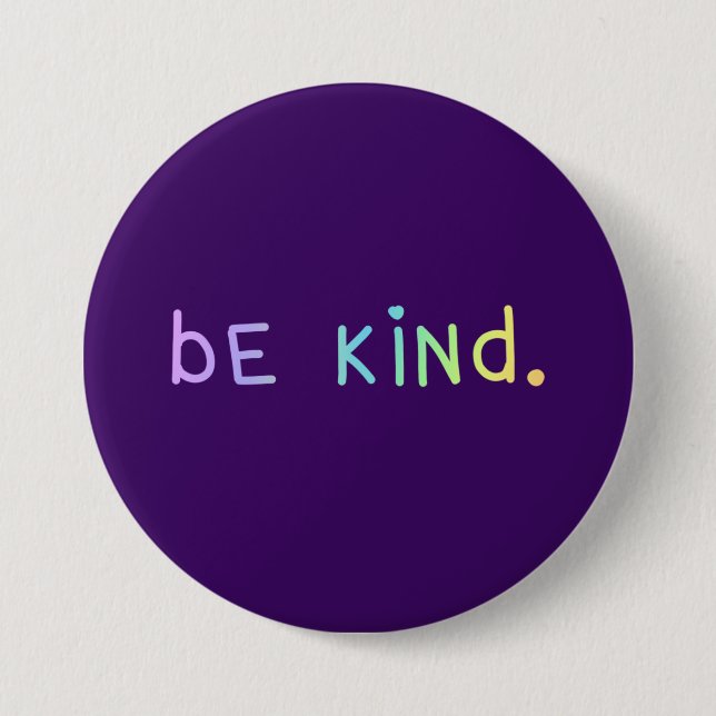 Macaron Rond 7,6 Cm Bouton "Be Kind" Pastel Rainbow Ombre (Devant)