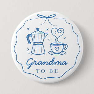 Macaron Rond 7,6 Cm Bouton Bébé Bleu en Route Grand-Mère à Venir