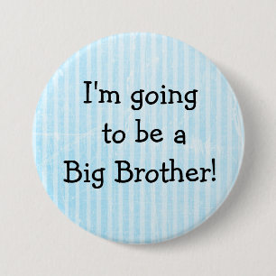 Macaron Rond 7,6 Cm Bouton "Big Brother" Bleu Faire-part de naissance