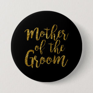 Macaron Rond 7,6 Cm Bouton Black & Gold Script Mère de la salle