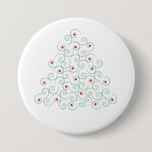 Macaron Rond 7,6 Cm Bouton blanc Arbre de Noël bouclé
