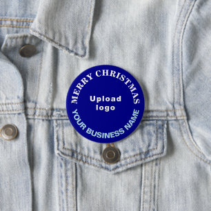 Macaron Rond 7,6 Cm Bouton Bleu de forme ronde de Noël