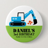Bouton Bleu Excavateur de construction pour enfant