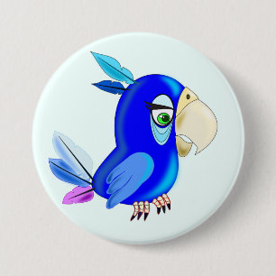Macaron Rond 7,6 Cm Bouton bleu perroquet