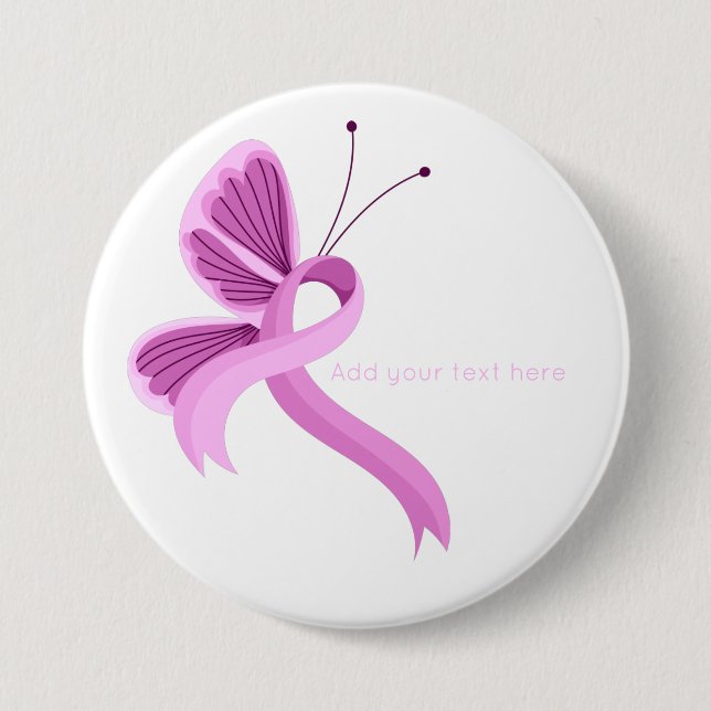 Macaron Rond 7,6 Cm Bouton Bouton de ruban de sensibilisation rose (Devant)