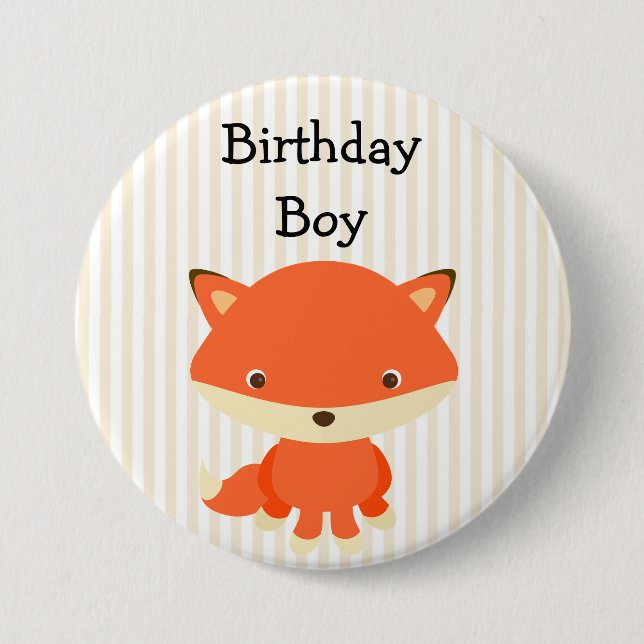 Macaron Rond 7,6 Cm Bouton Boy Anniversaire Woodlands Thème (Devant)