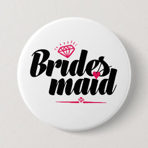 Macaron Rond 7,6 Cm Bouton Bridesmaid pour la Bachelorette Mariage