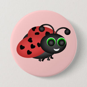 Macaron Rond 7,6 Cm Bouton Bug Valentine
