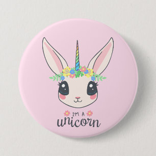 Macaron Rond 7,6 Cm Bouton Bunny Unicorn