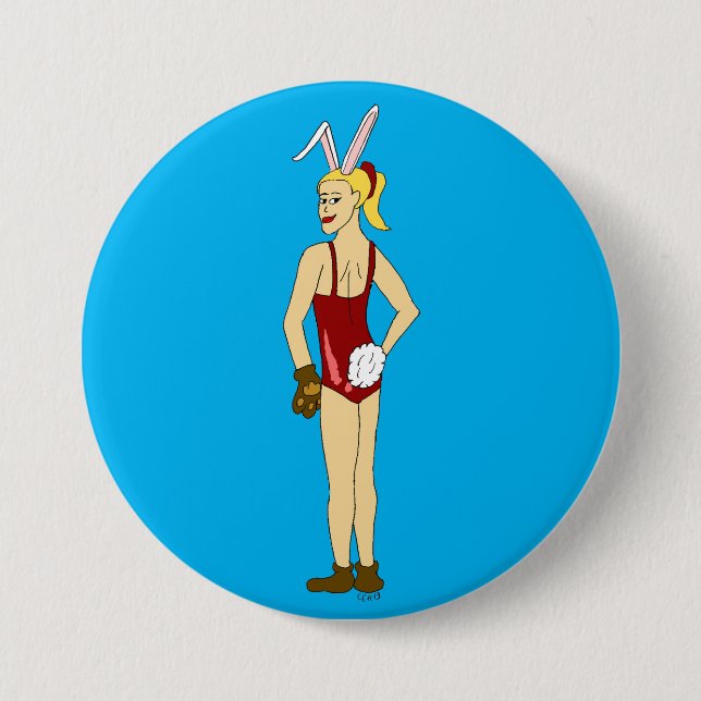Macaron Rond 7,6 Cm bouton bunnygirl (Devant)