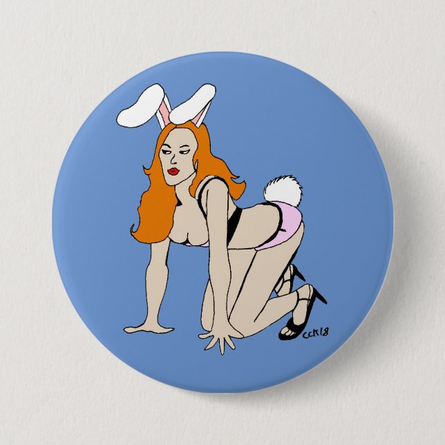 Macaron Rond 7,6 Cm bouton bunnygirl (Devant)