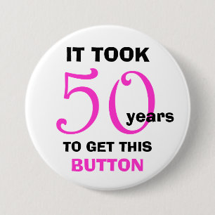 Macaron Rond 7,6 Cm Bouton Cadeaux de bagage de 50e anniversaire - Drô