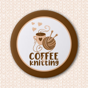 Macaron Rond 7,6 Cm Bouton café et Tricot