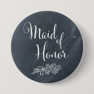 Macaron Rond 7,6 Cm Bouton Chalkboard Maid of Honor
