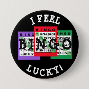Macaron Rond 7,6 Cm Bouton chanceux de BINGO-TEST avec des cartes de
