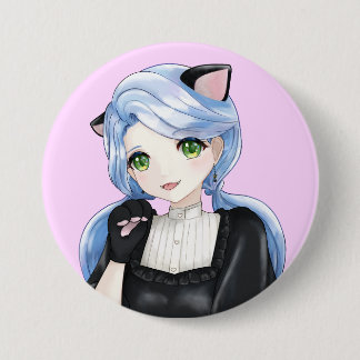 Macaron Rond 7,6 Cm Bouton Chat noir