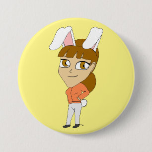 Macaron Rond 7,6 Cm bouton chibi bunnygirl