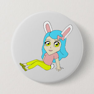 Macaron Rond 7,6 Cm bouton chibi bunnygirl