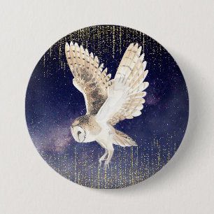 Macaron Rond 7,6 Cm Bouton Chimmery Owl