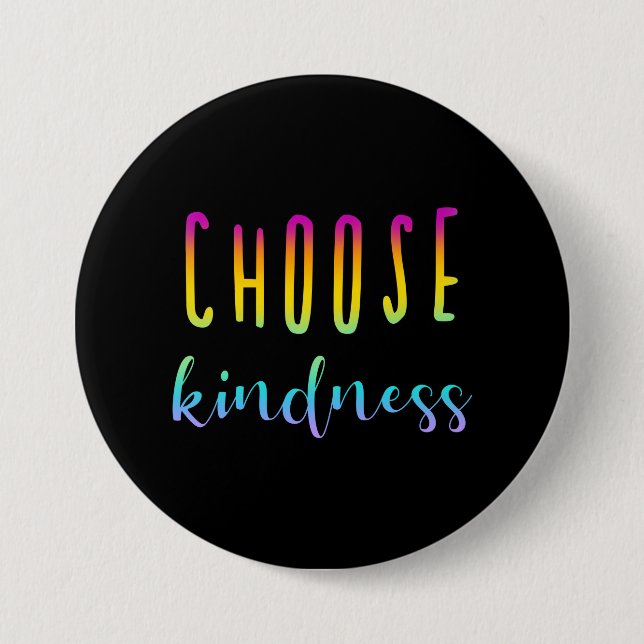 Macaron Rond 7,6 Cm Bouton "Choose Kindness" Rainbow Ombre (Devant)