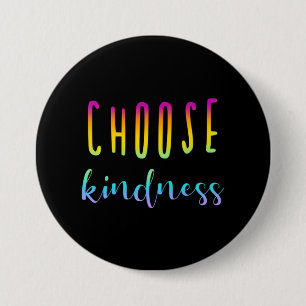 Macaron Rond 7,6 Cm Bouton "Choose Kindness" Rainbow Ombre