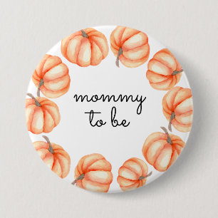 Macaron Rond 7,6 Cm Bouton Citrouille d'aquarelle Maman to Be