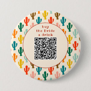 Macaron Rond 7,6 Cm Bouton Code QR pour Offrir un Verre à la Mariée