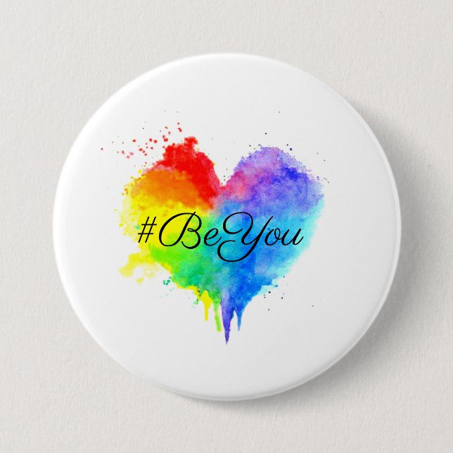 Macaron Rond 7,6 Cm Bouton Coeur de #BeYou (Devant)