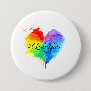 Macaron Rond 7,6 Cm Bouton Coeur de #BeYou