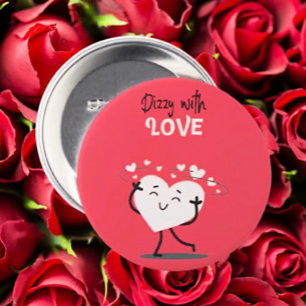 Macaron Rond 7,6 Cm Bouton Coeur Dizzy Avec Amour