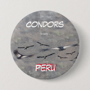 Macaron Rond 7,6 Cm Bouton Condors du Pérou