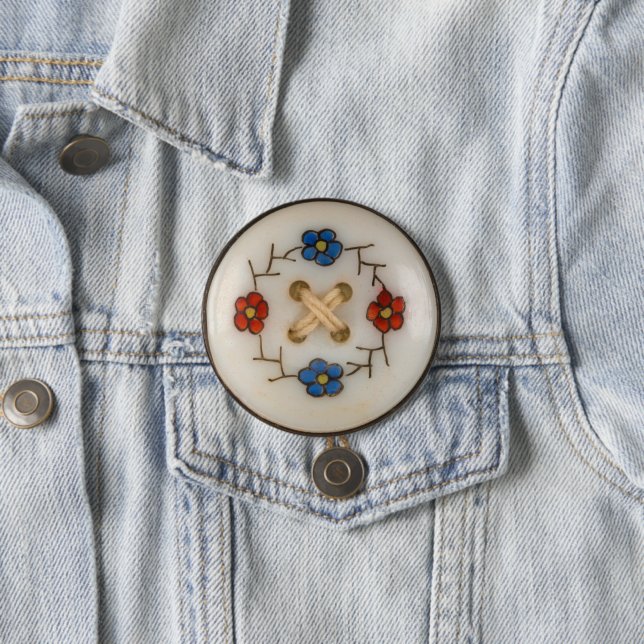 Macaron Rond 7,6 Cm Bouton Coudre mou (En situation)