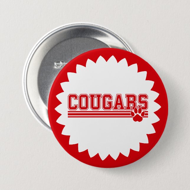 Macaron Rond 7,6 Cm Bouton Cougars Pin (Devant & derrière)