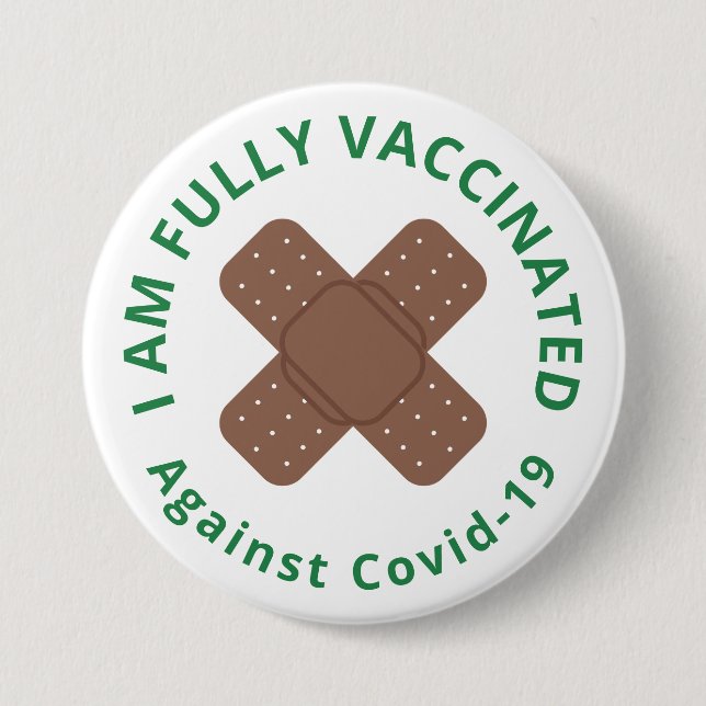 Macaron Rond 7,6 Cm Bouton Croisé adhésif Bouton entièrement vacciné (Devant)